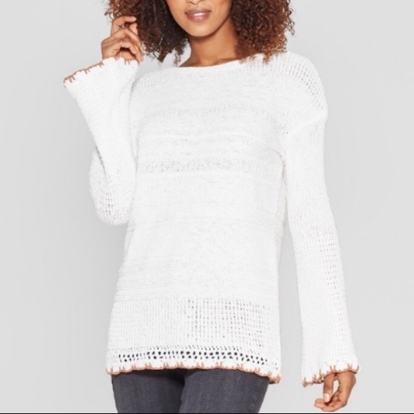 Long Bell Sleeve Crew Neck Pullover - Knox Rose